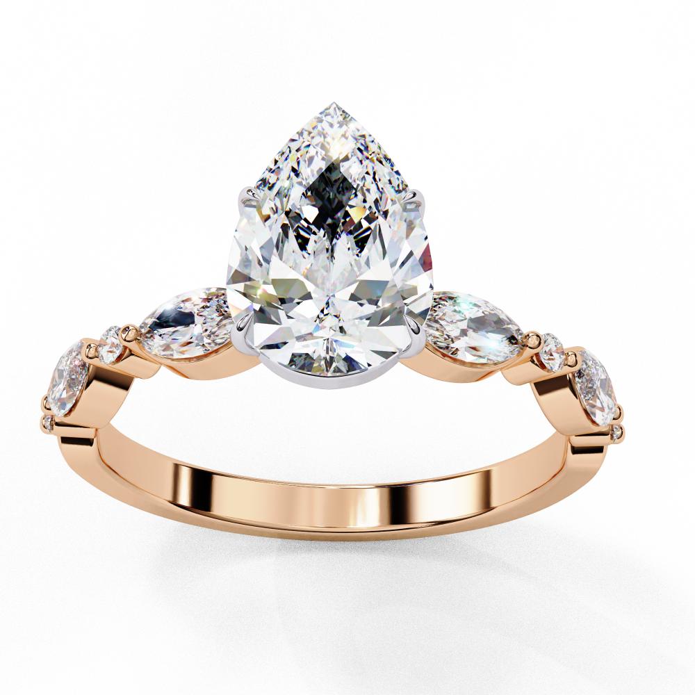 The Joanna Pear Solitaire Accent Engagement Ring