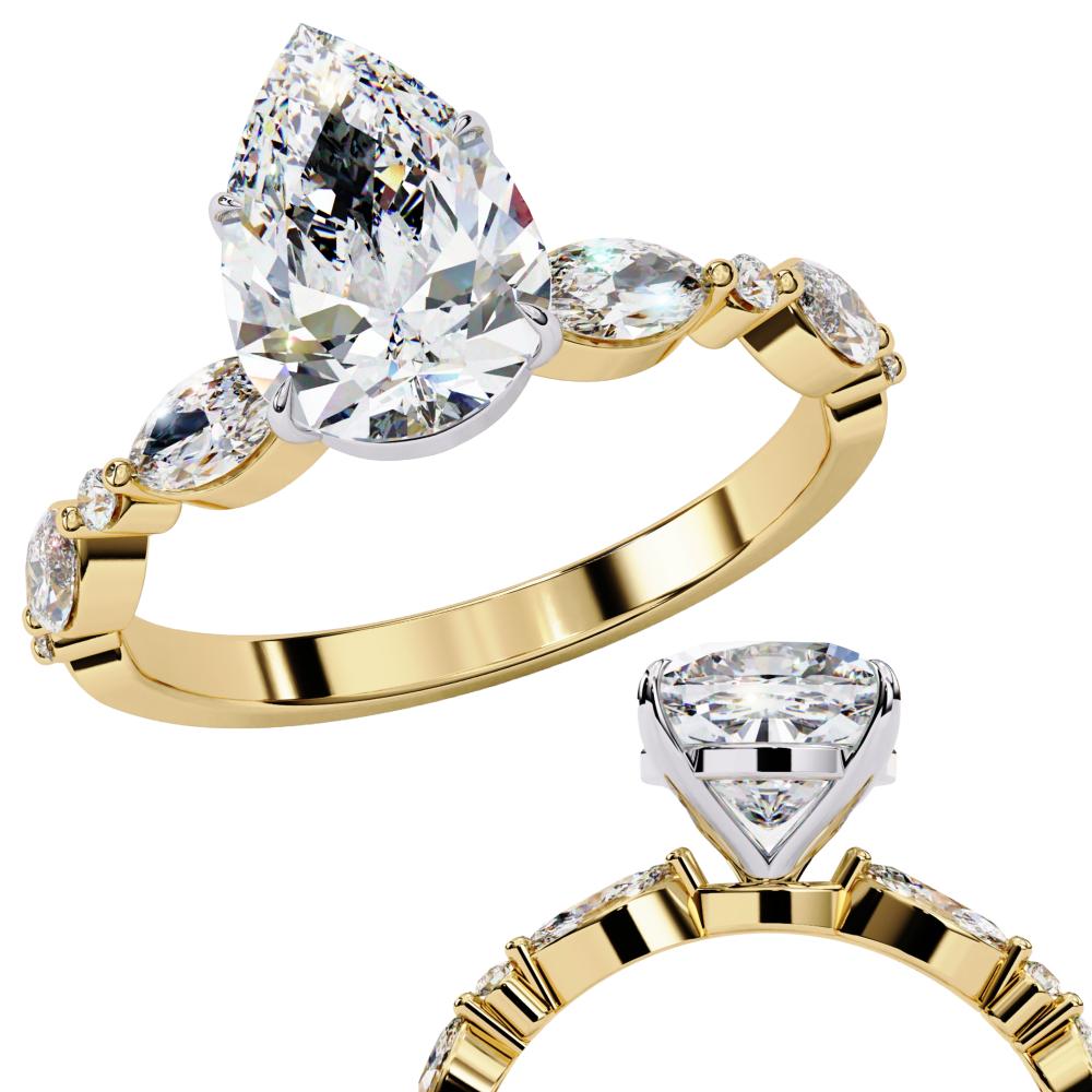 The Joanna Pear Solitaire Accent Engagement Ring
