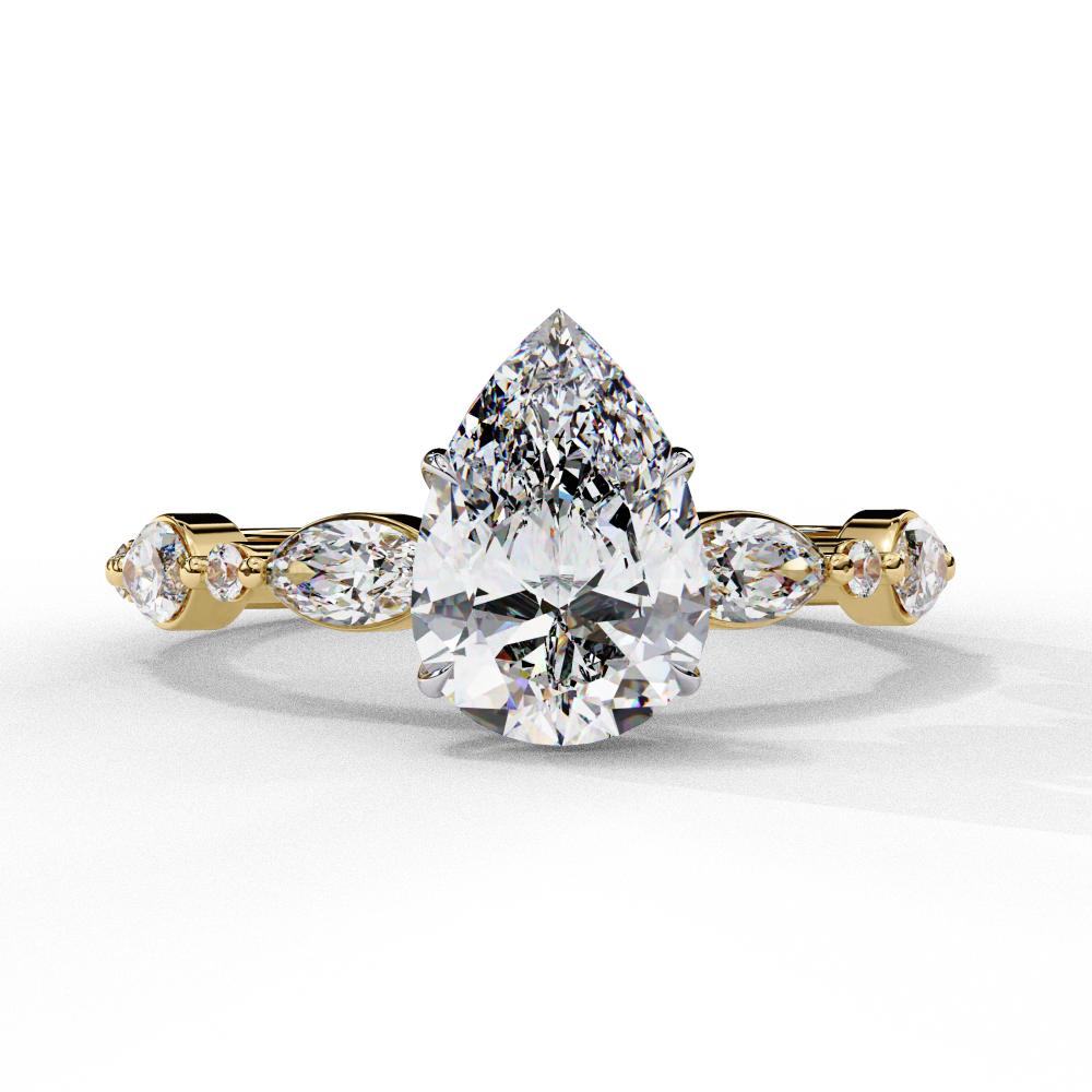 The Joanna Pear Solitaire Accent Engagement Ring