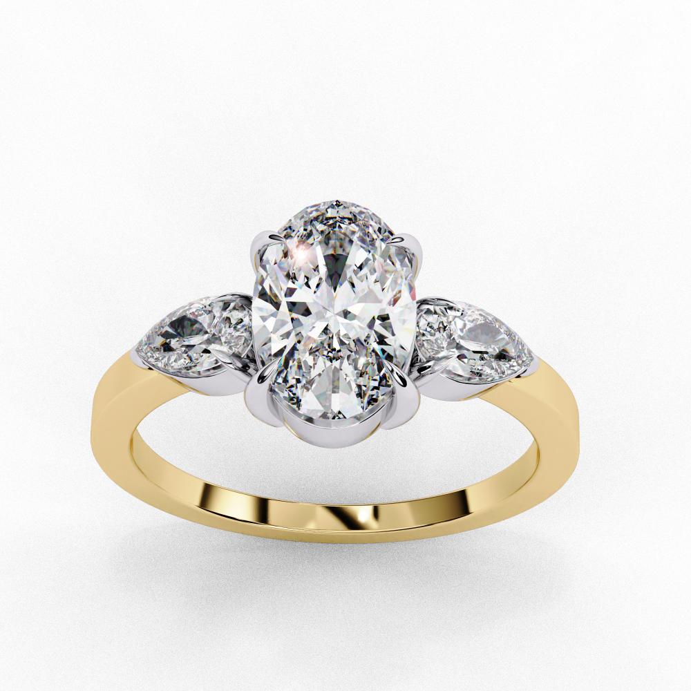 The Amira Oval with Pear Three Stone Engagement ring