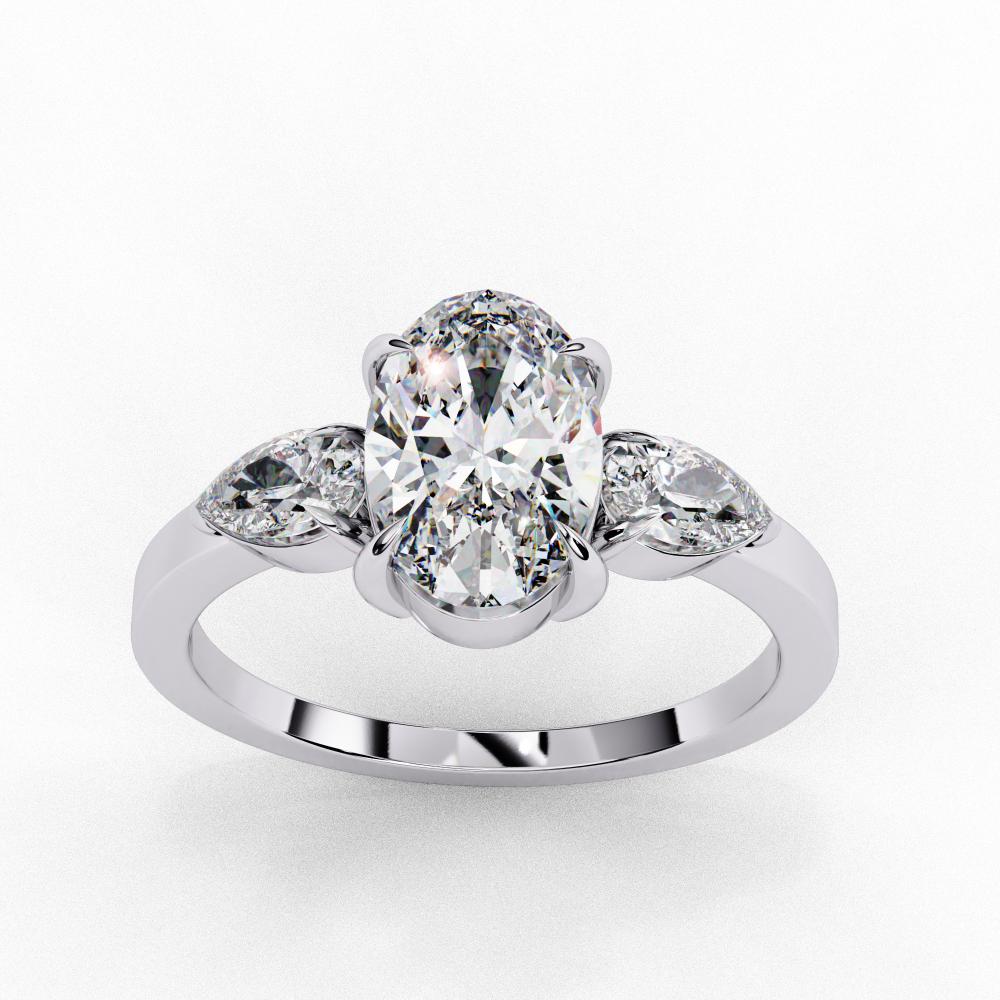 The Amira Oval with Pear Three Stone Engagement ring