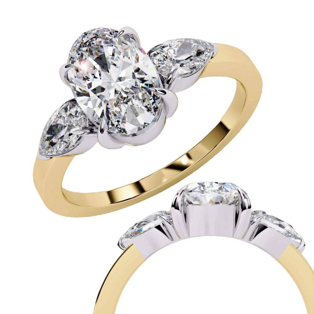 The Amira Oval with Pear Three Stone Engagement ring