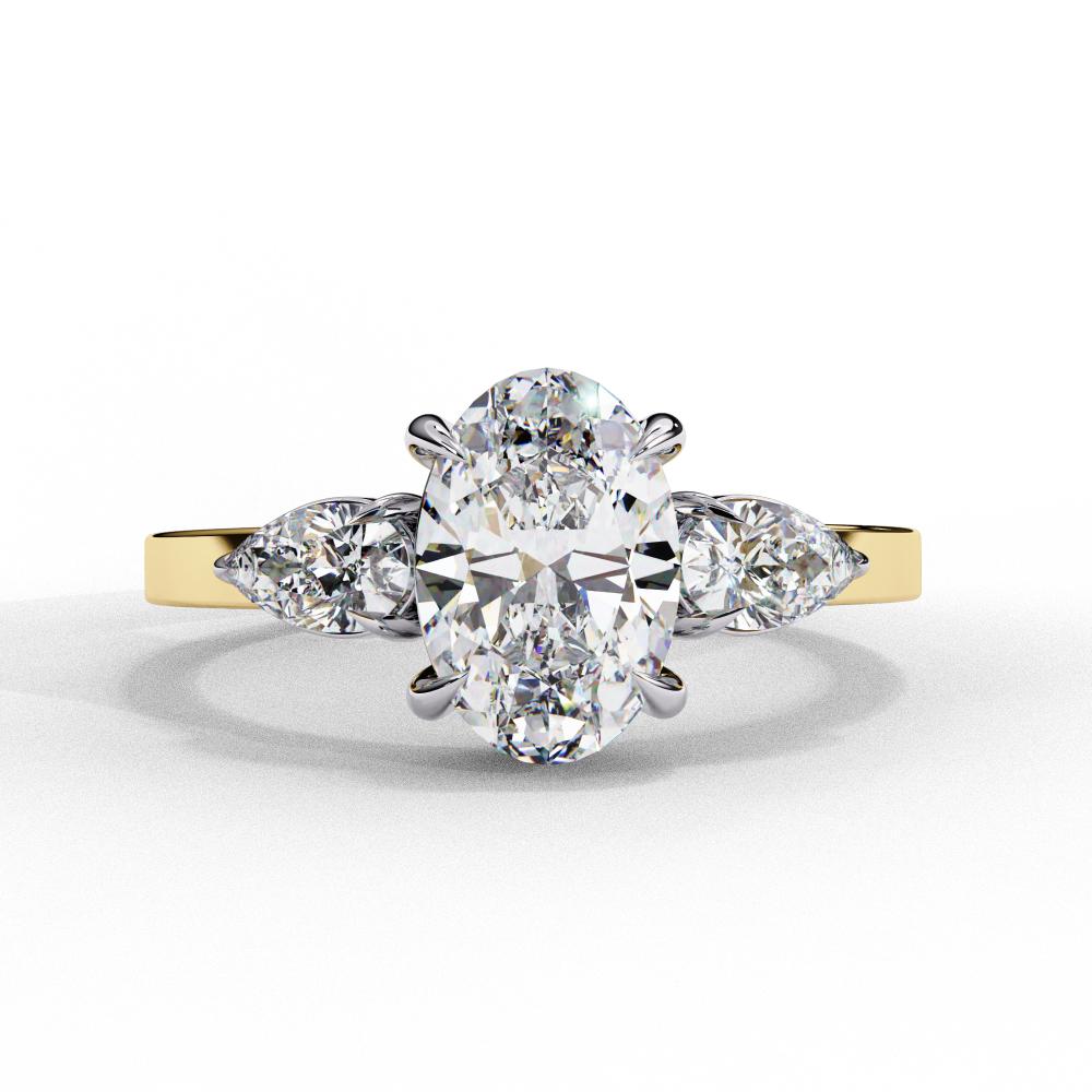 The Amira Oval with Pear Three Stone Engagement ring