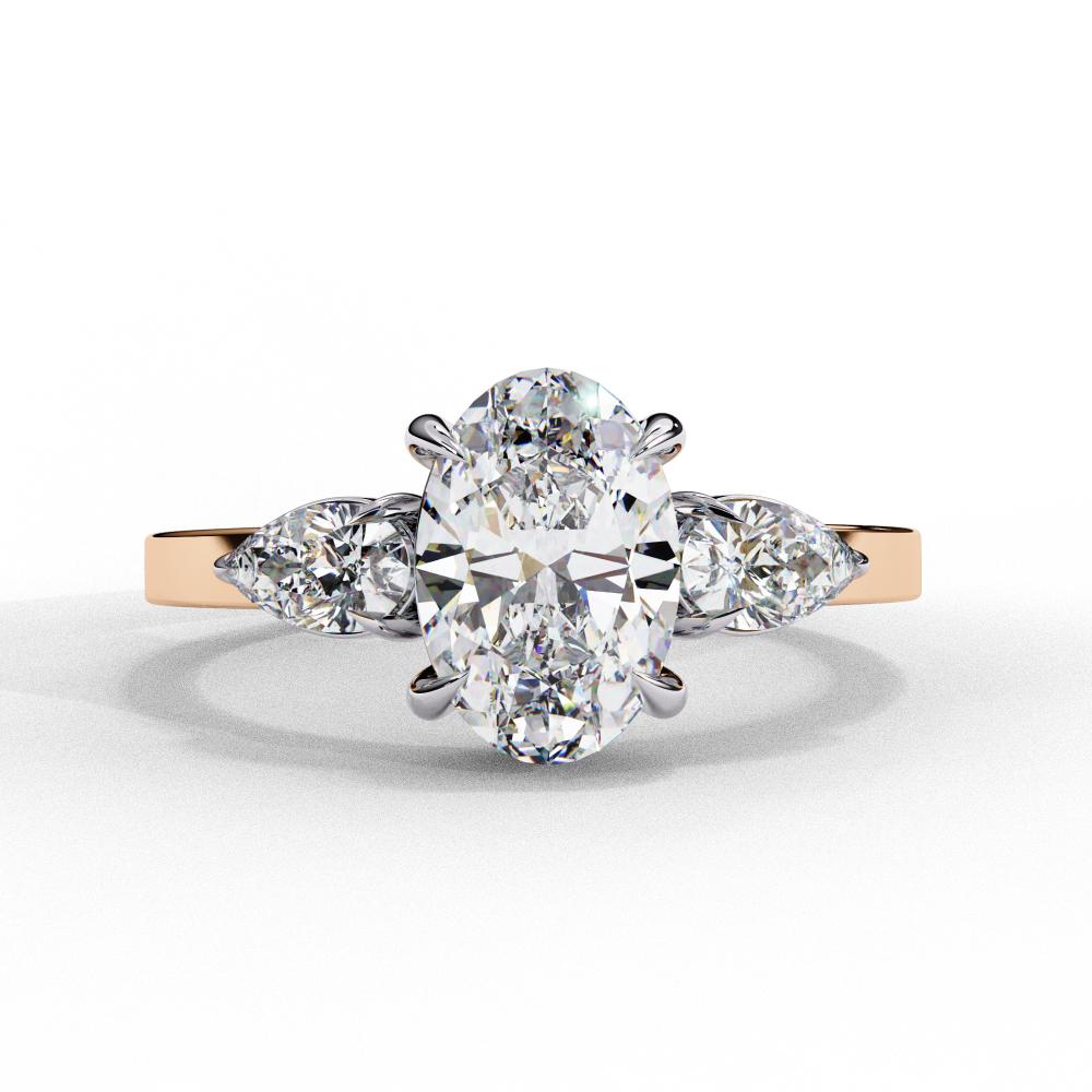 The Amira Oval with Pear Three Stone Engagement ring