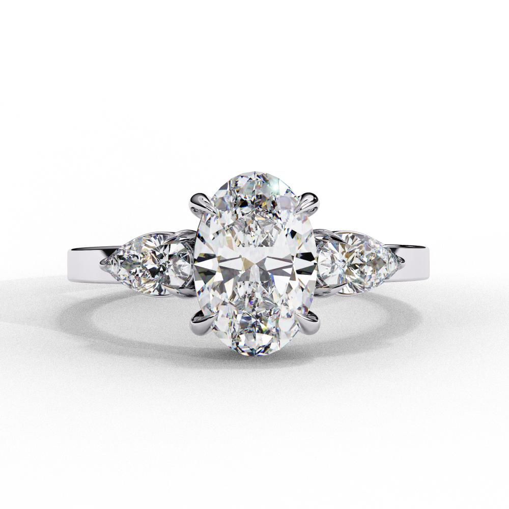 The Amira Oval with Pear Three Stone Engagement ring