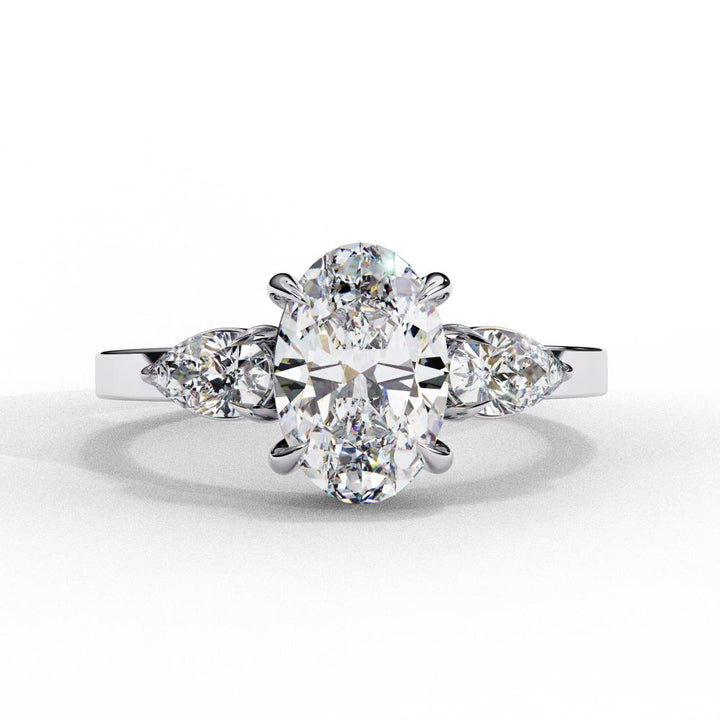 The Amira Oval with Pear Three Stone Engagement ring