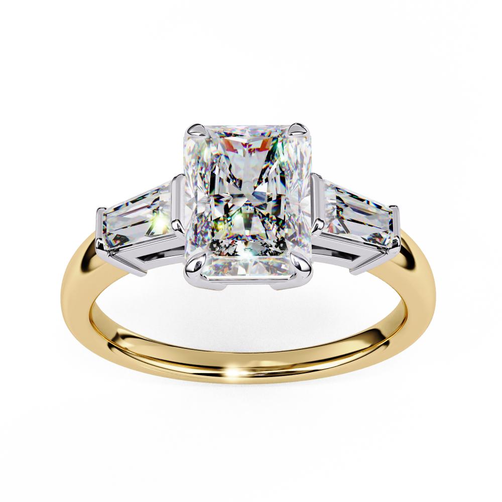 The Amira Radiant with Baguette Three Stone Engagement Ring