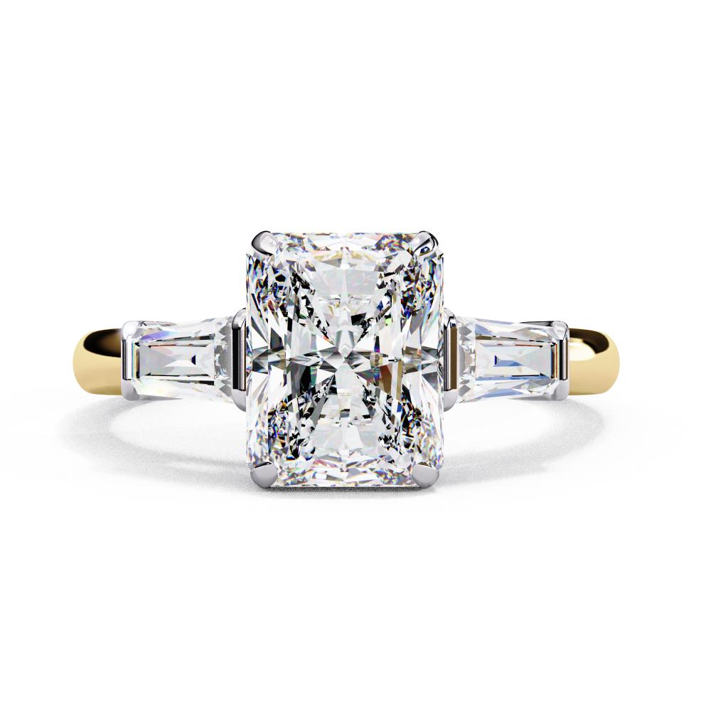 The Amira Radiant with Baguette Three Stone Engagement Ring