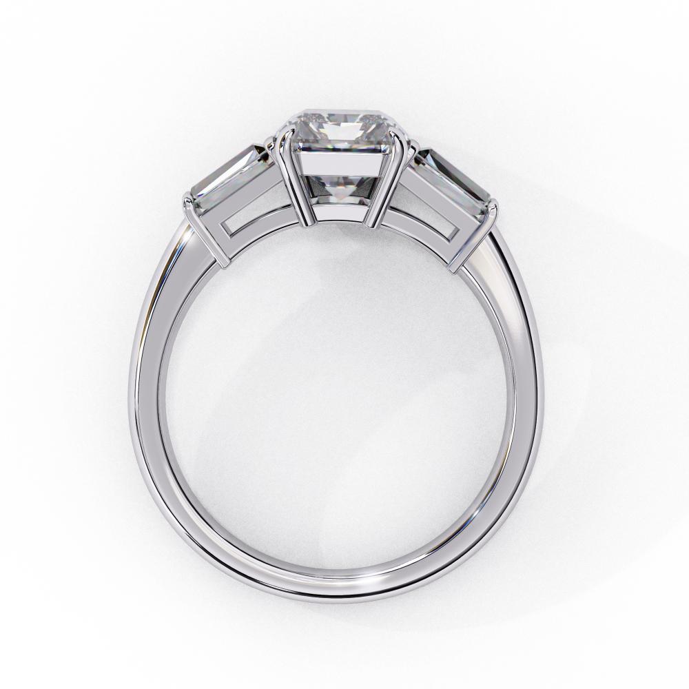 The Amira Radiant with Baguette Three Stone Engagement Ring