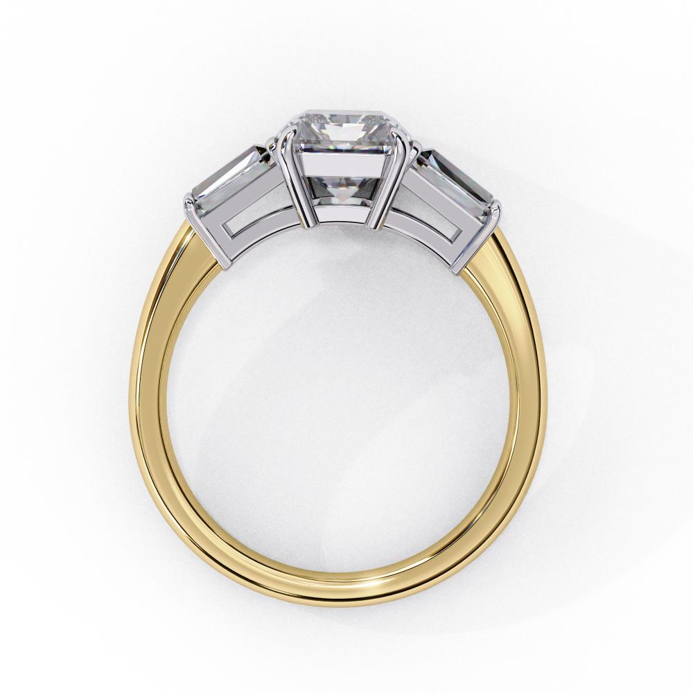 The Amira Radiant with Baguette Three Stone Engagement Ring