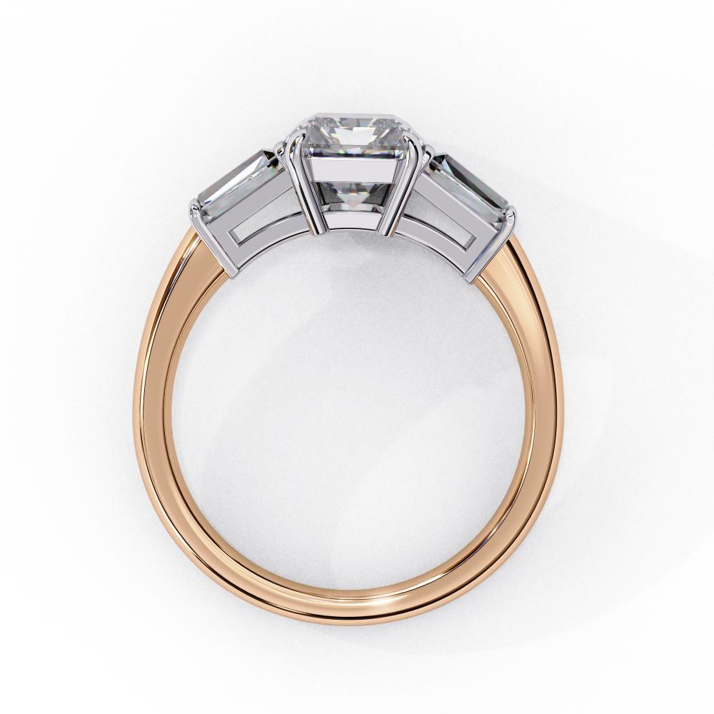 The Amira Radiant with Baguette Three Stone Engagement Ring