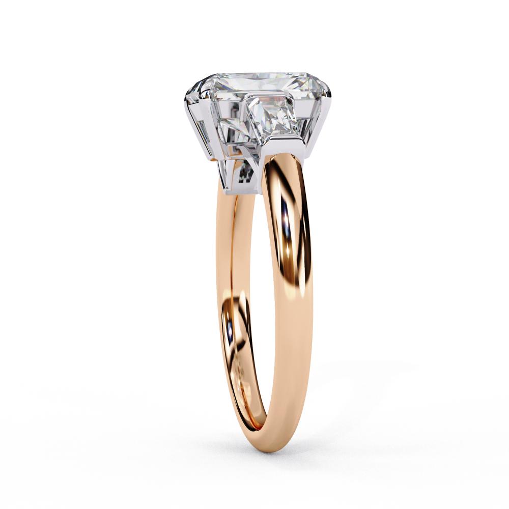 The Amira Radiant with Baguette Three Stone Engagement Ring
