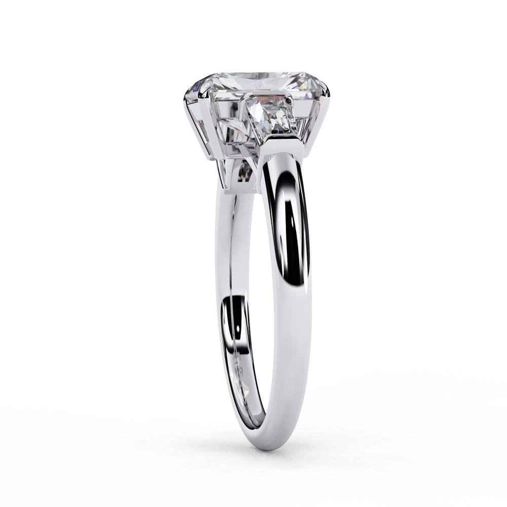 The Amira Radiant with Baguette Three Stone Engagement Ring
