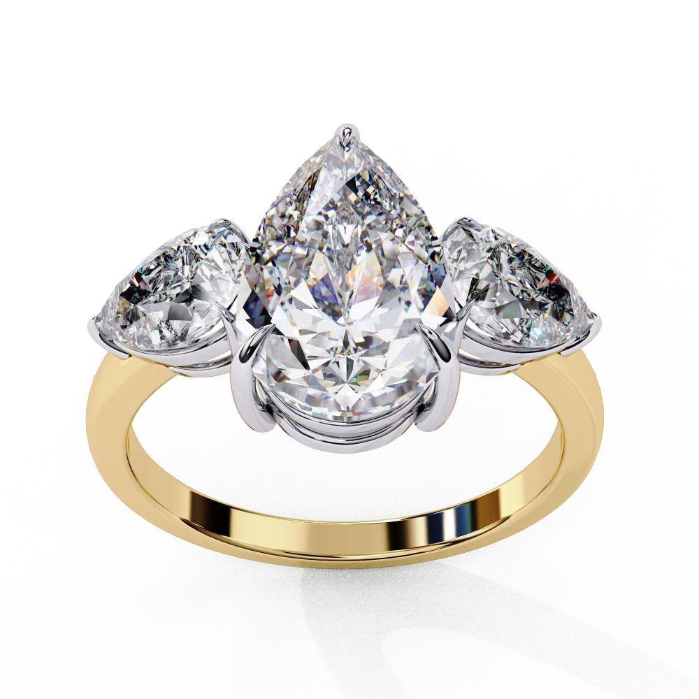 The Amira Pear Three Stone Engagement Ring