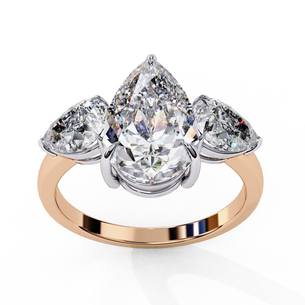 The Amira Pear Three Stone Engagement Ring