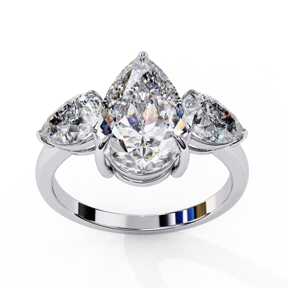 The Amira Pear Three Stone Engagement Ring