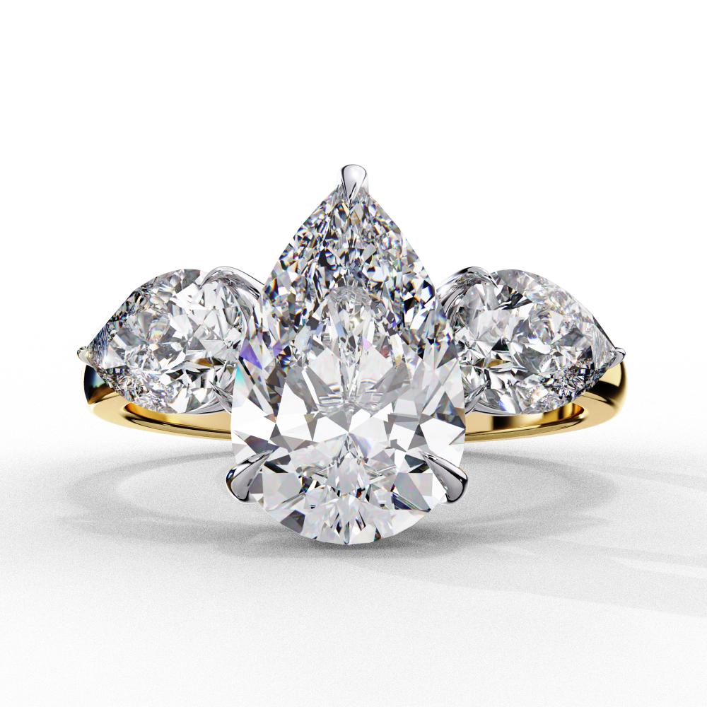 The Amira Pear Three Stone Engagement Ring