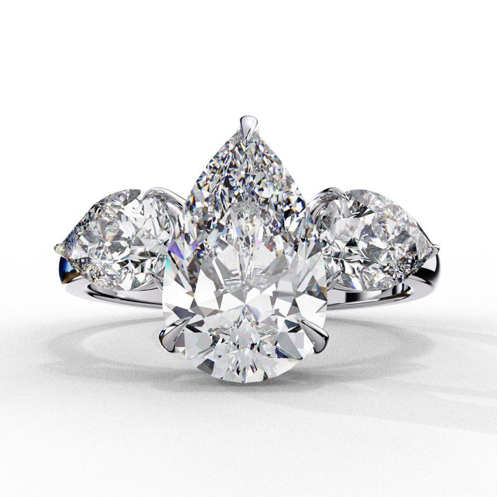 The Amira Pear Three Stone Engagement Ring