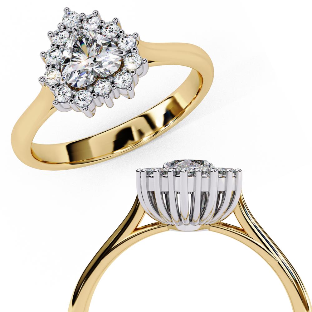 The Luisa Heart Vintage Halo Engagement Ring