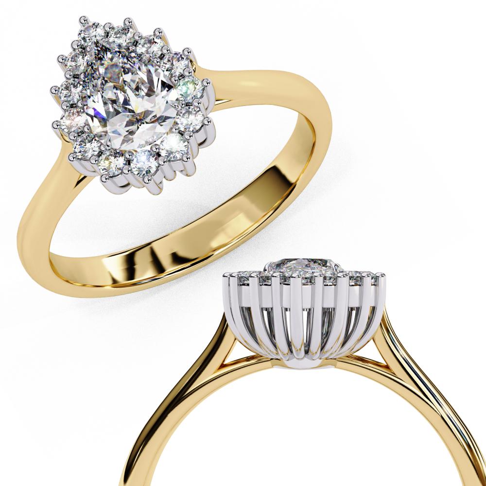 The Luisa Pear Vintage halo Engagement Ring