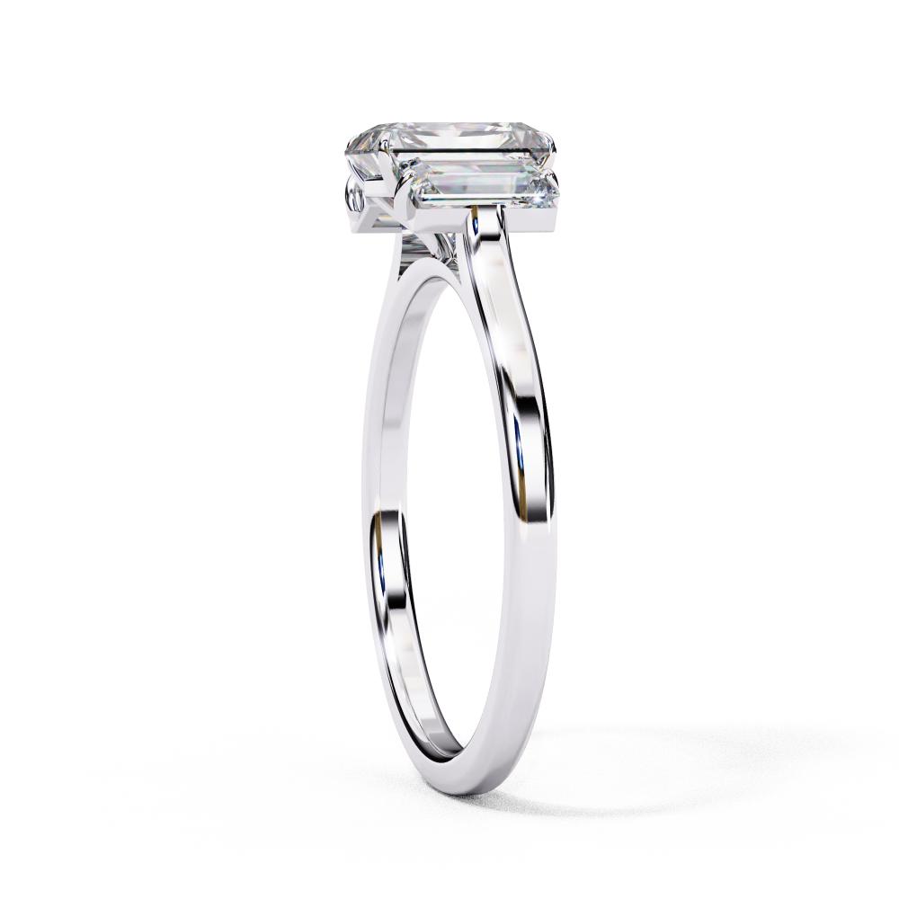 The Aillery Emerald with Baguette Three Stone Engagement Ring