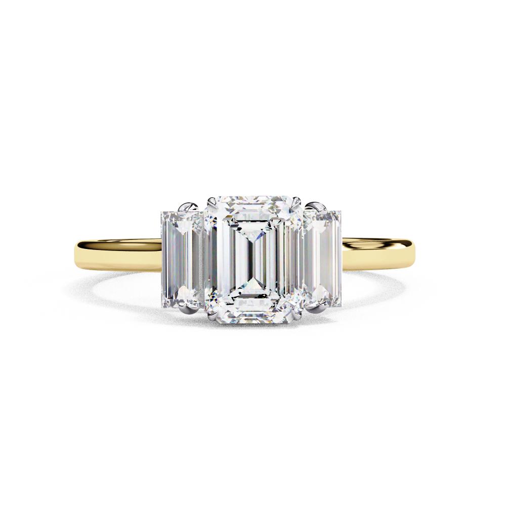 The Aillery Emerald with Baguette Three Stone Engagement Ring