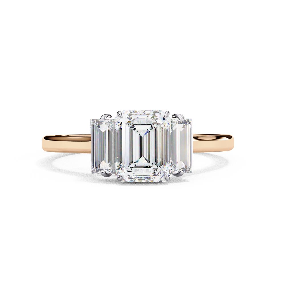 The Aillery Emerald with Baguette Three Stone Engagement Ring