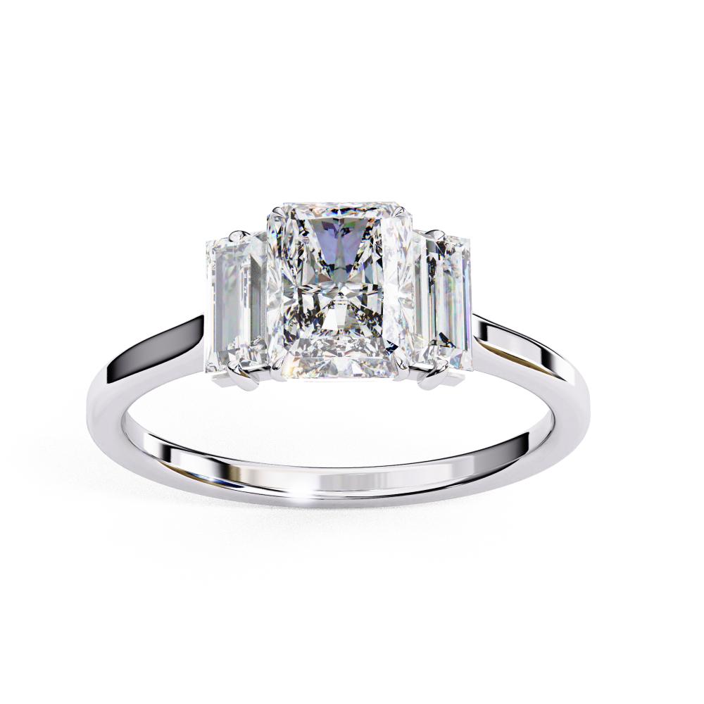 The Aillery Radiant with Baguette Three Stone Engagement Ring