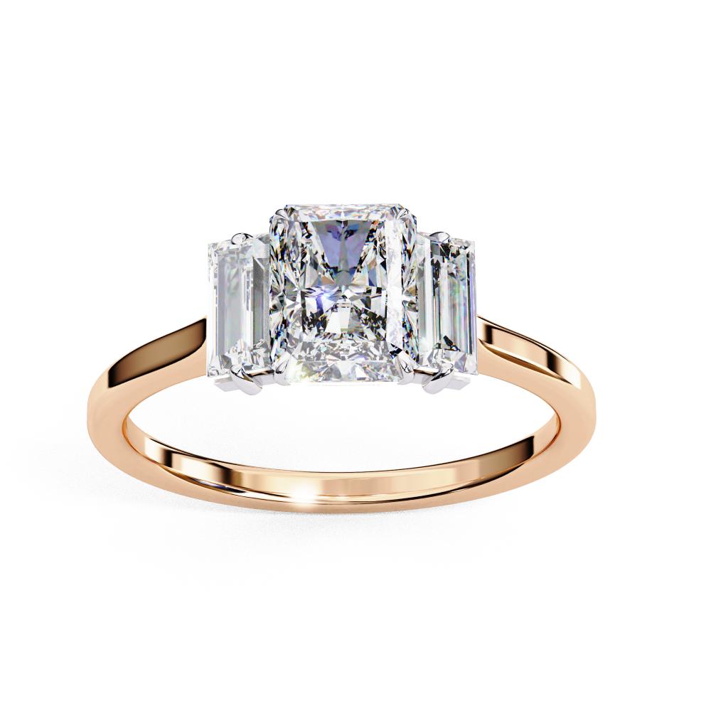 The Aillery Radiant with Baguette Three Stone Engagement Ring