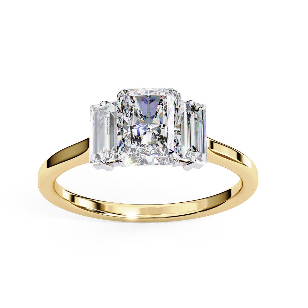 The Aillery Radiant with Baguette Three Stone Engagement Ring