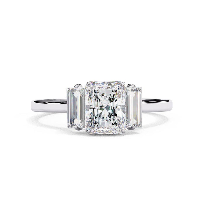 The Aillery Radiant with Baguette Three Stone Engagement Ring