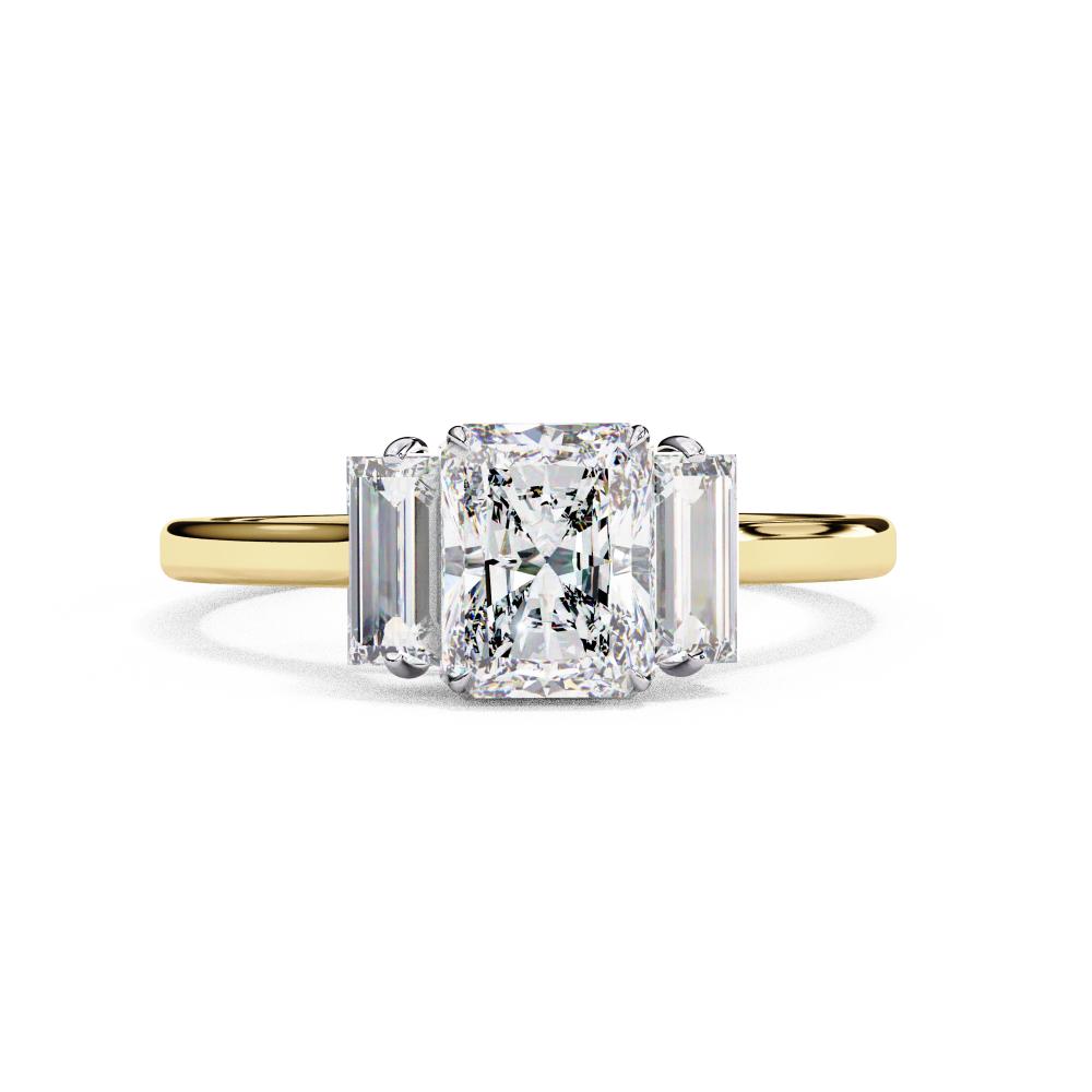 The Aillery Radiant with Baguette Three Stone Engagement Ring