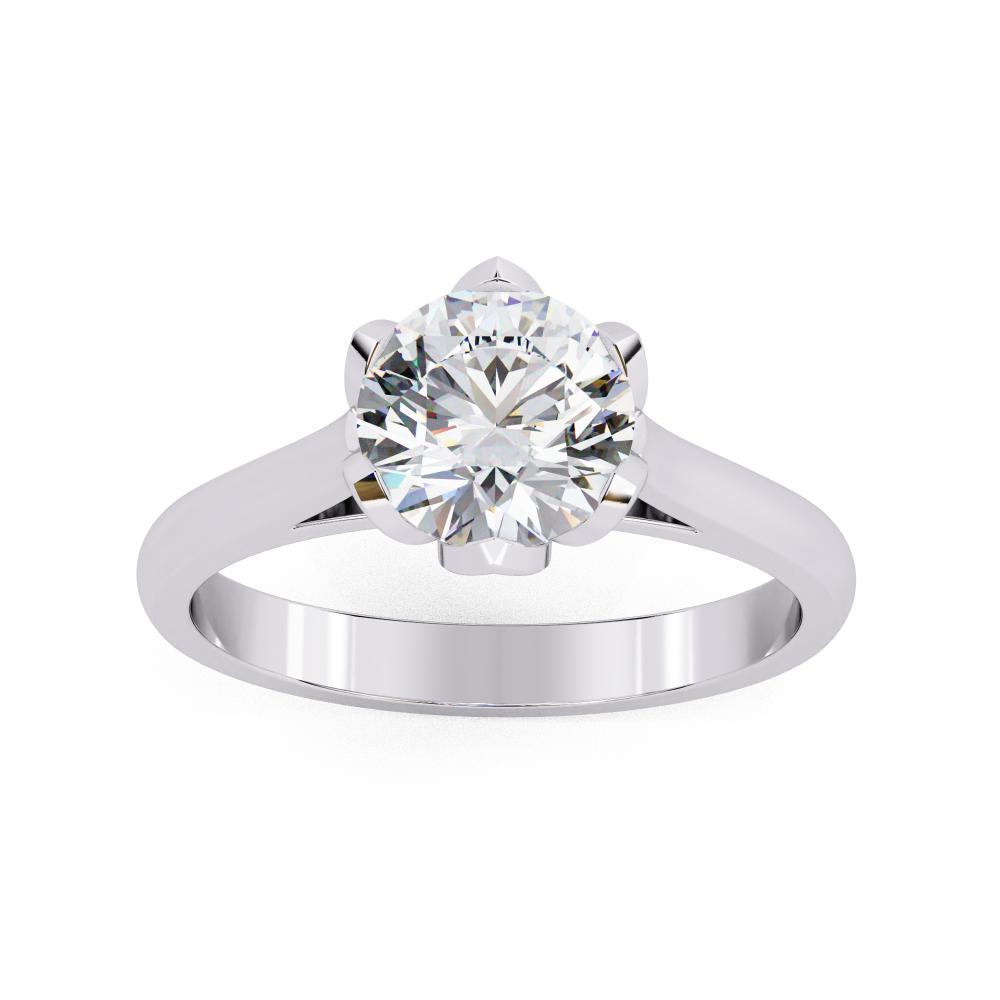 The Kevin Round Cathedral Flower Prong Engagement Ring