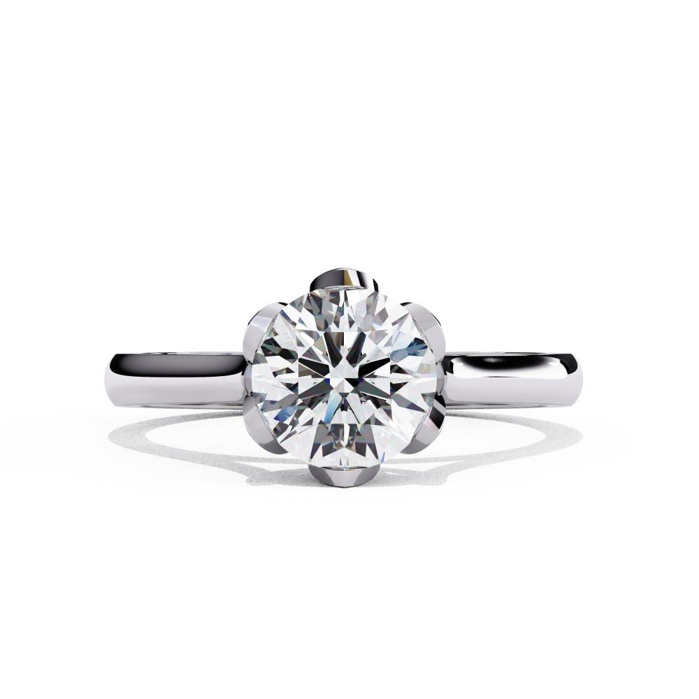 The Kevin Round Cathedral Flower Prong Engagement Ring