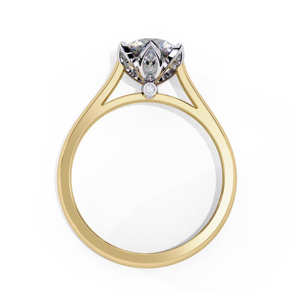 The Kevin Round Cathedral Flower Prong Engagement Ring