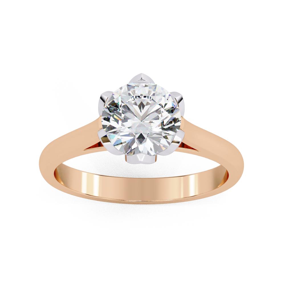 The Kevin Round Cathedral Flower Prong Engagement Ring