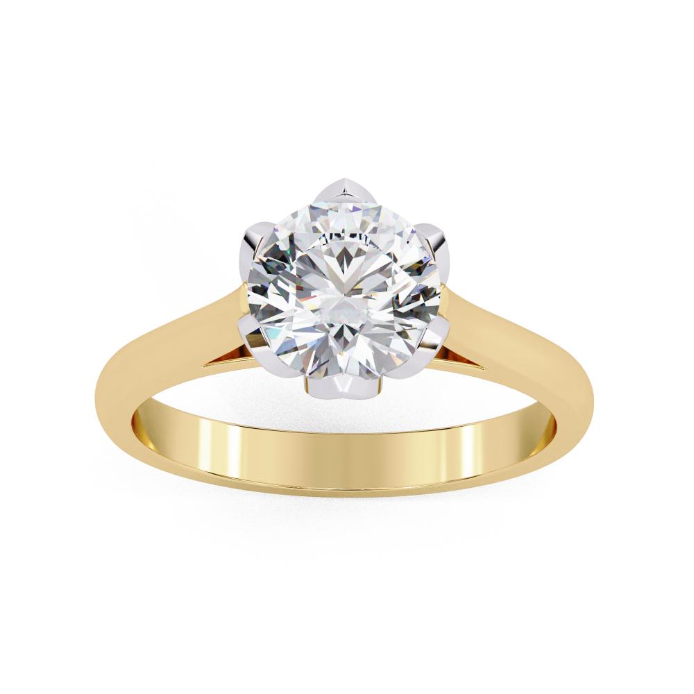 The Kevin Round Cathedral Flower Prong Engagement Ring