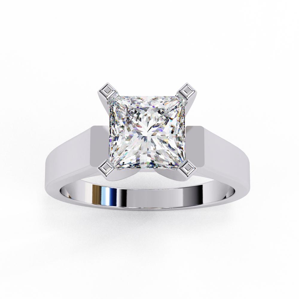 The Luna Princess Solitaire with Tapered Engagement Ring