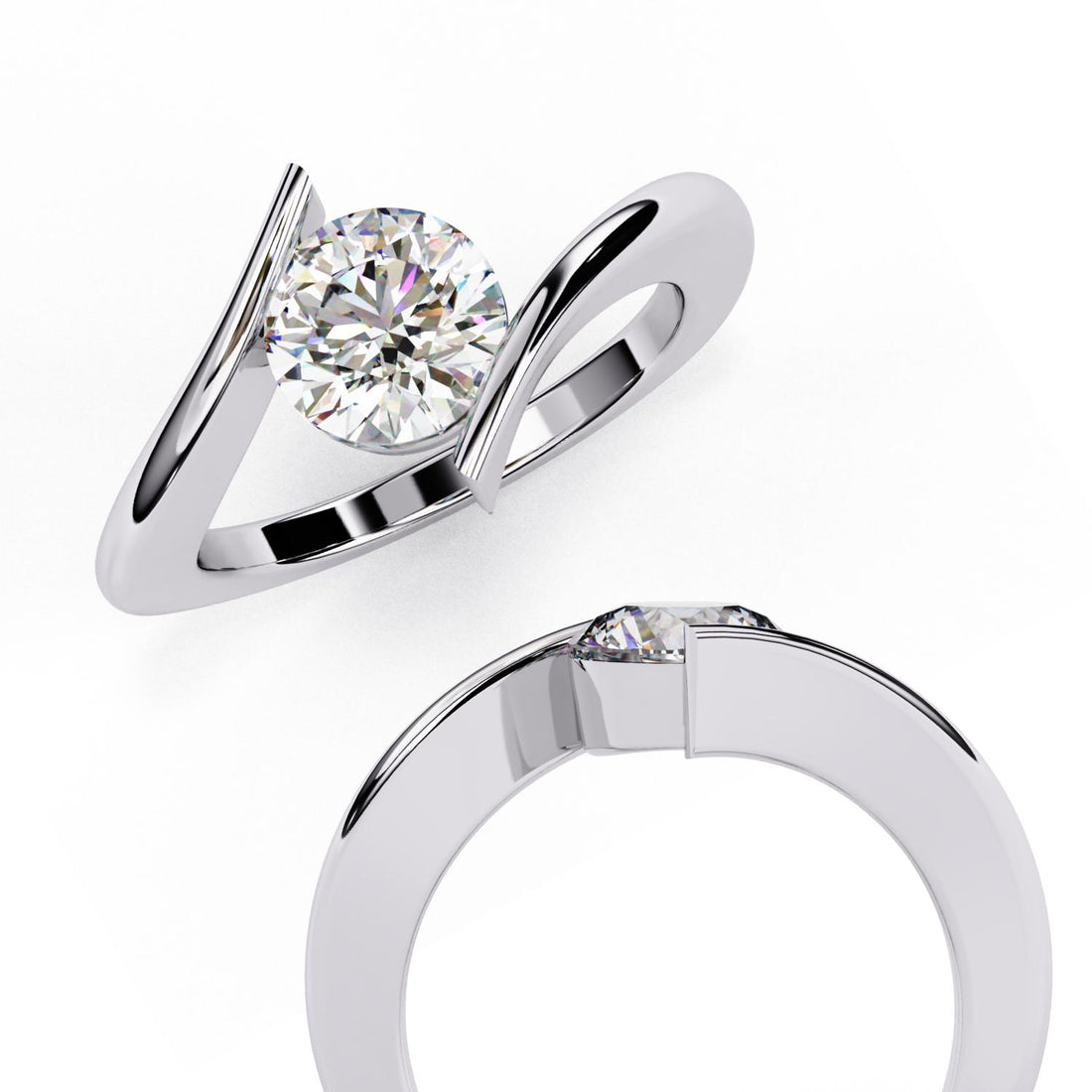 The Charity Round Solitaire Bypass Engagement Ring