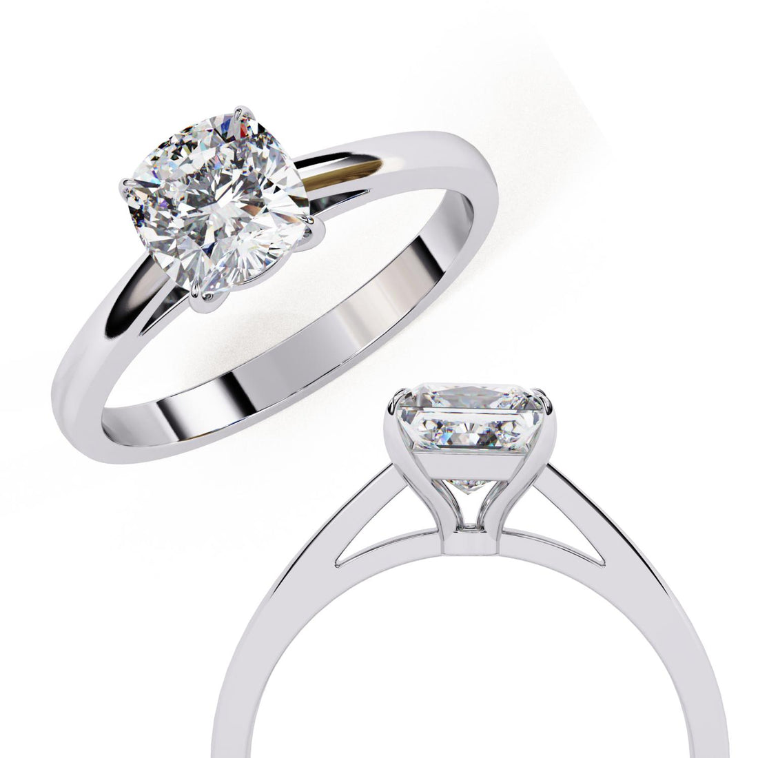 The Amy Cushion Solitaire Cathedral Engagement Ring