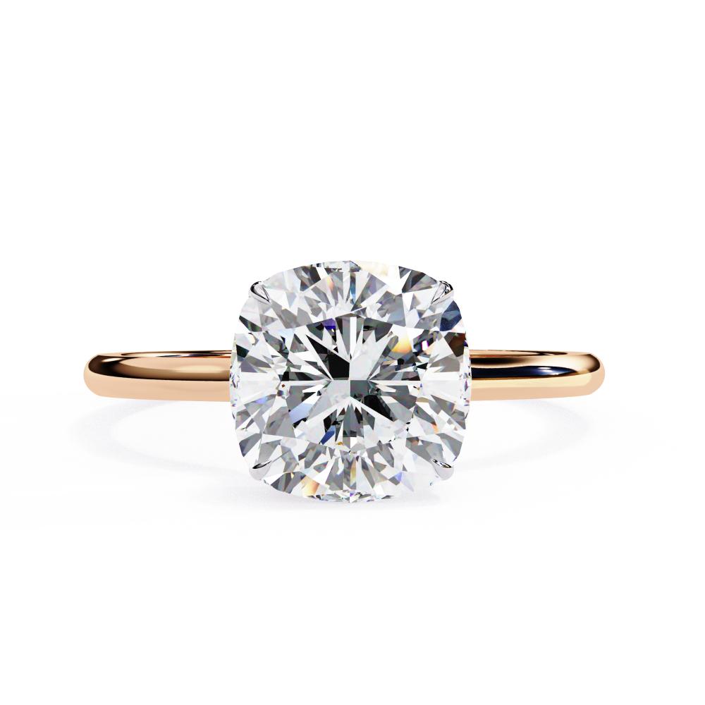 The Mindy Cushion Petite Pave Set Hidden Halo Engagement Ring