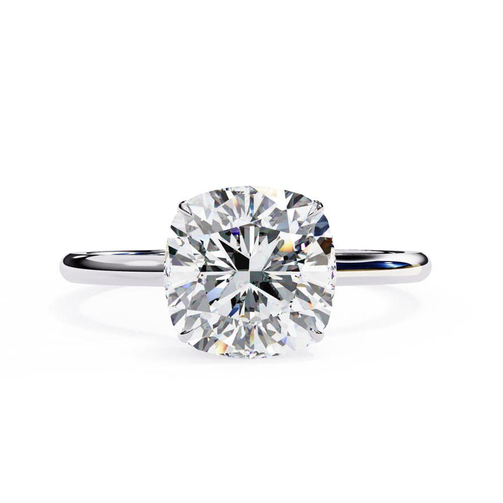 The Mindy Cushion Petite Pave Set Hidden Halo Engagement Ring