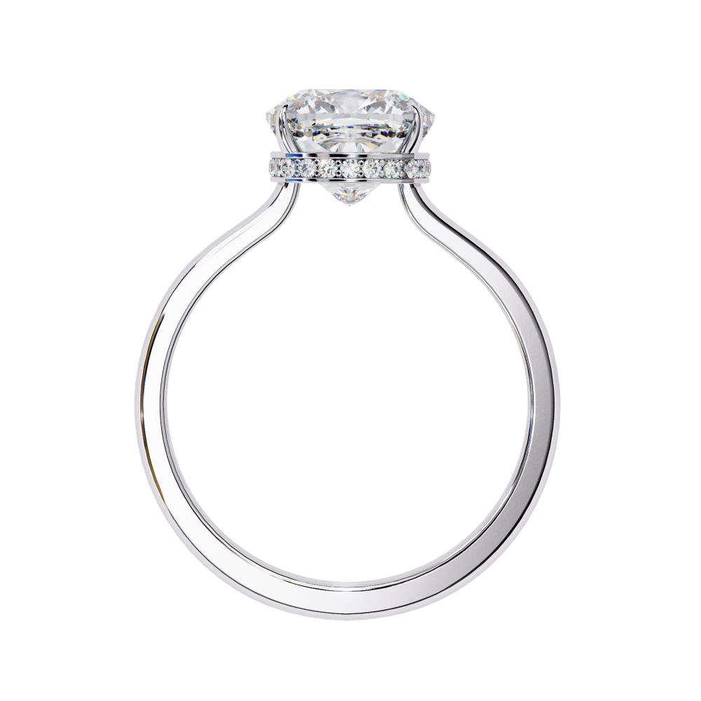 The Mindy Cushion Petite Pave Set Hidden Halo Engagement Ring