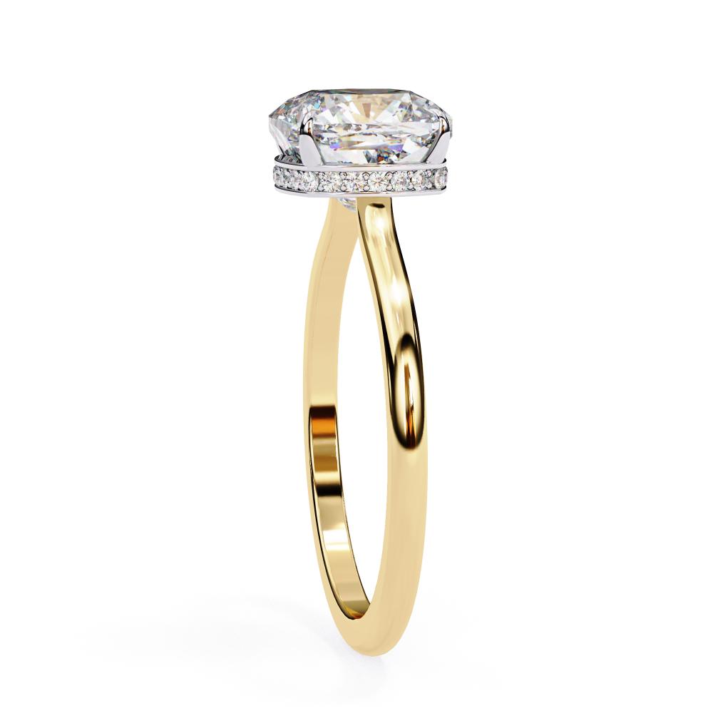 The Mindy Cushion Petite Pave Set Hidden Halo Engagement Ring