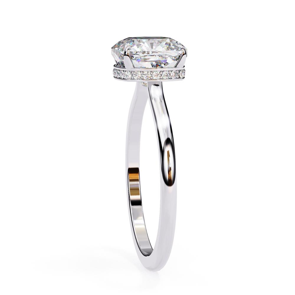 The Mindy Cushion Petite Pave Set Hidden Halo Engagement Ring