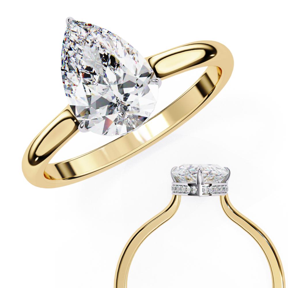 The Mindy Pear Petite Pave Hidden Halo Engagement Ring