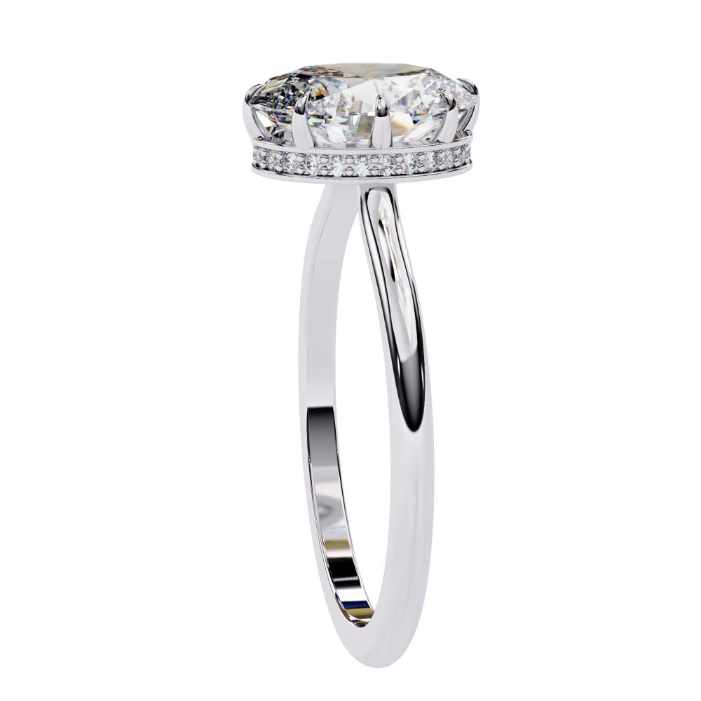 The Mindy Oval Petite Pave Hidden Halo Engagement Ring