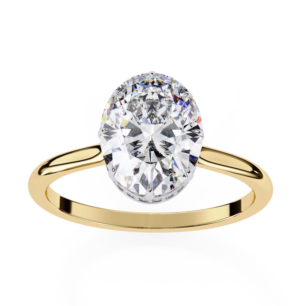 The Mindy Oval Petite Pave Hidden Halo Engagement Ring