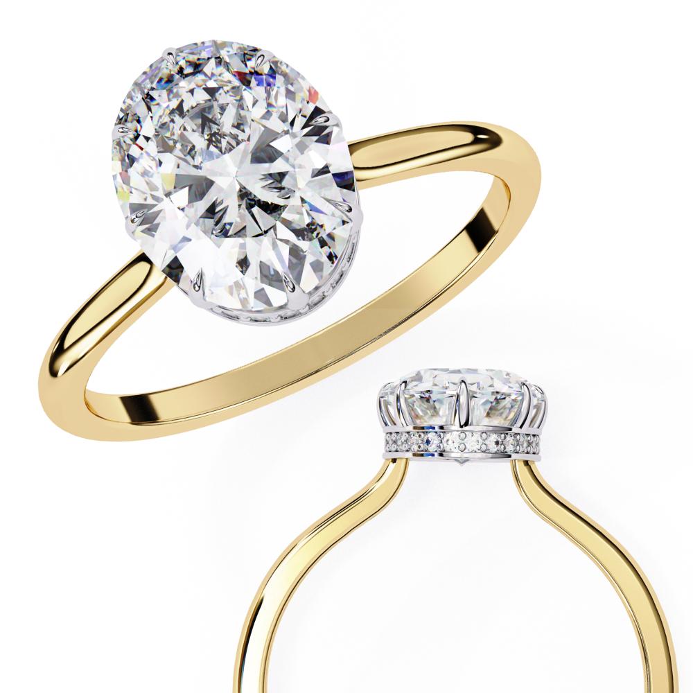 The Mindy Oval Petite Pave Hidden Halo Engagement Ring
