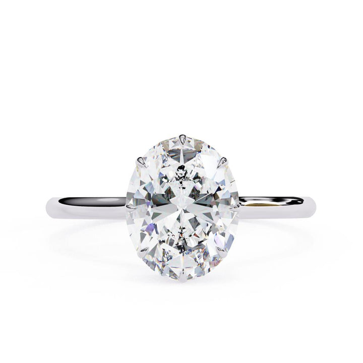 The Mindy Oval Petite Pave Hidden Halo Engagement Ring